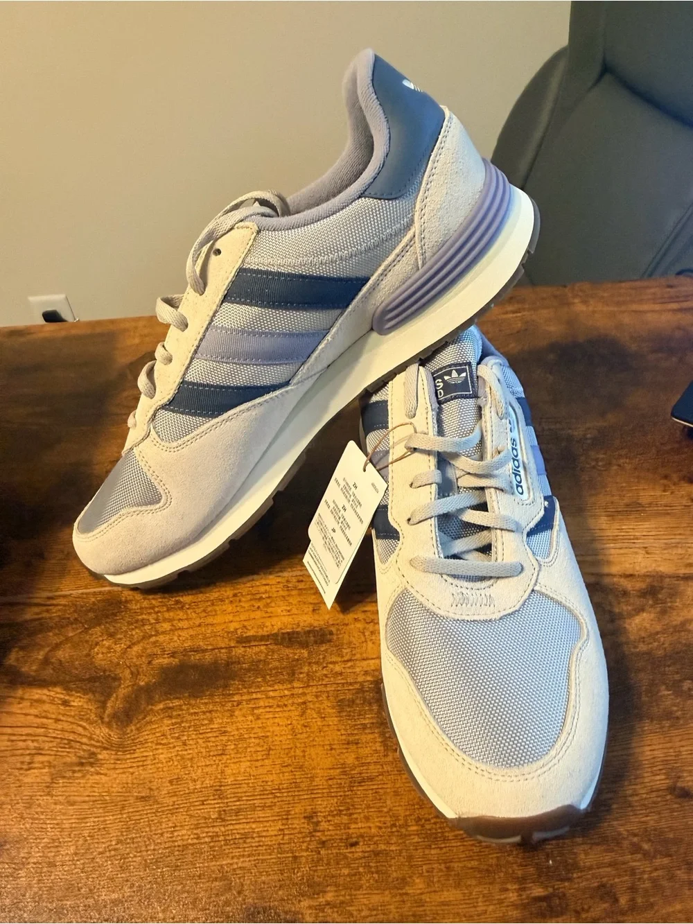 adidas Men’s Light Gray & Blue Athletic Sneakers